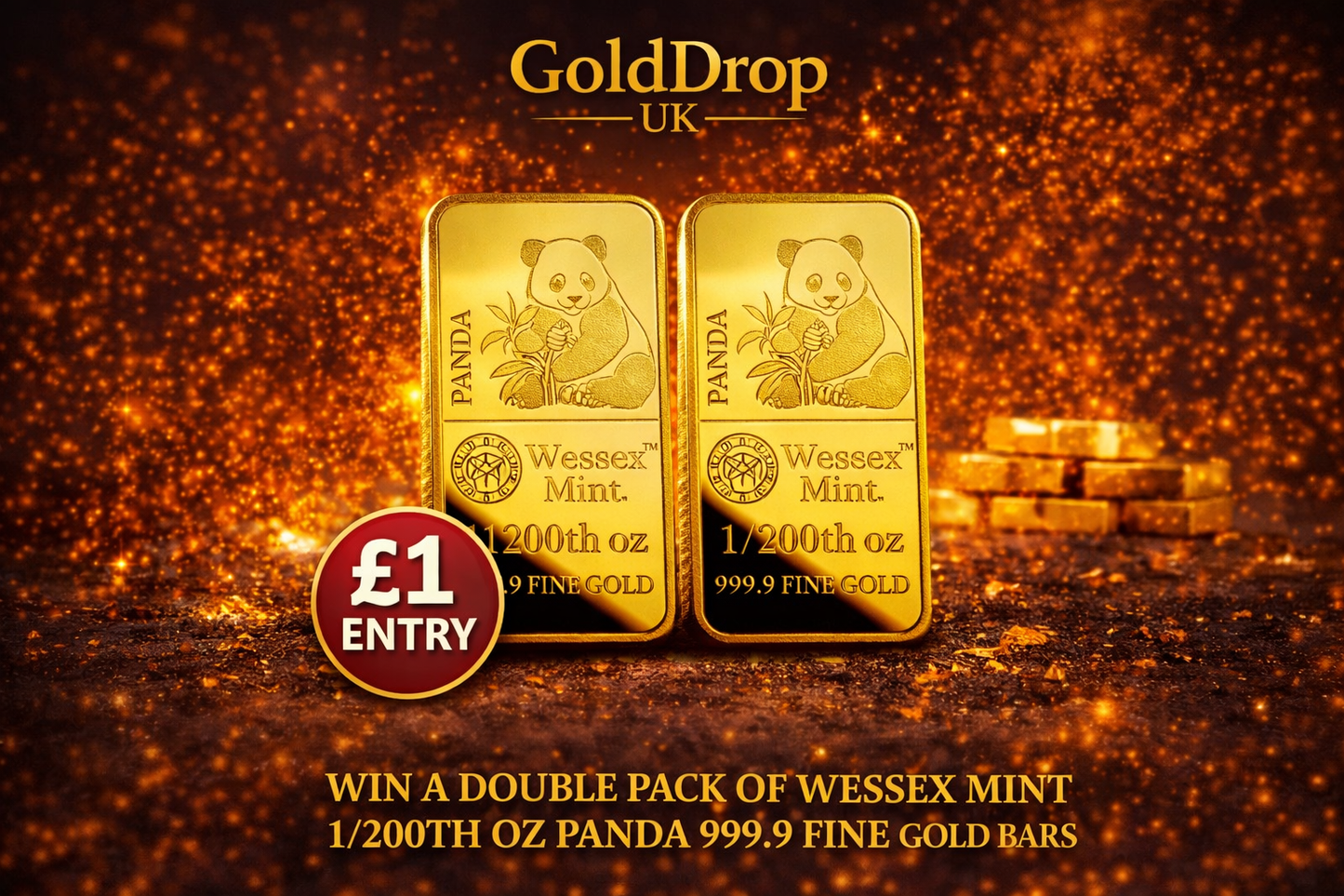 2x Wessex Mint 1/200th Oz Gold panda bars